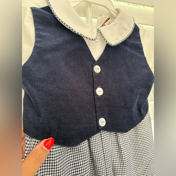 Vintage Rici navy and White collared 24 mo outfit with corduroy Vest - Picture 3 of 10